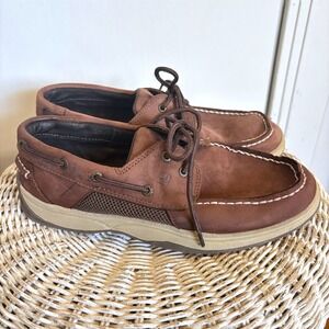 Sperry Top-Sider Intrepid Boys Brown Leather Boat Shoes Size 6M Preppy Like New!